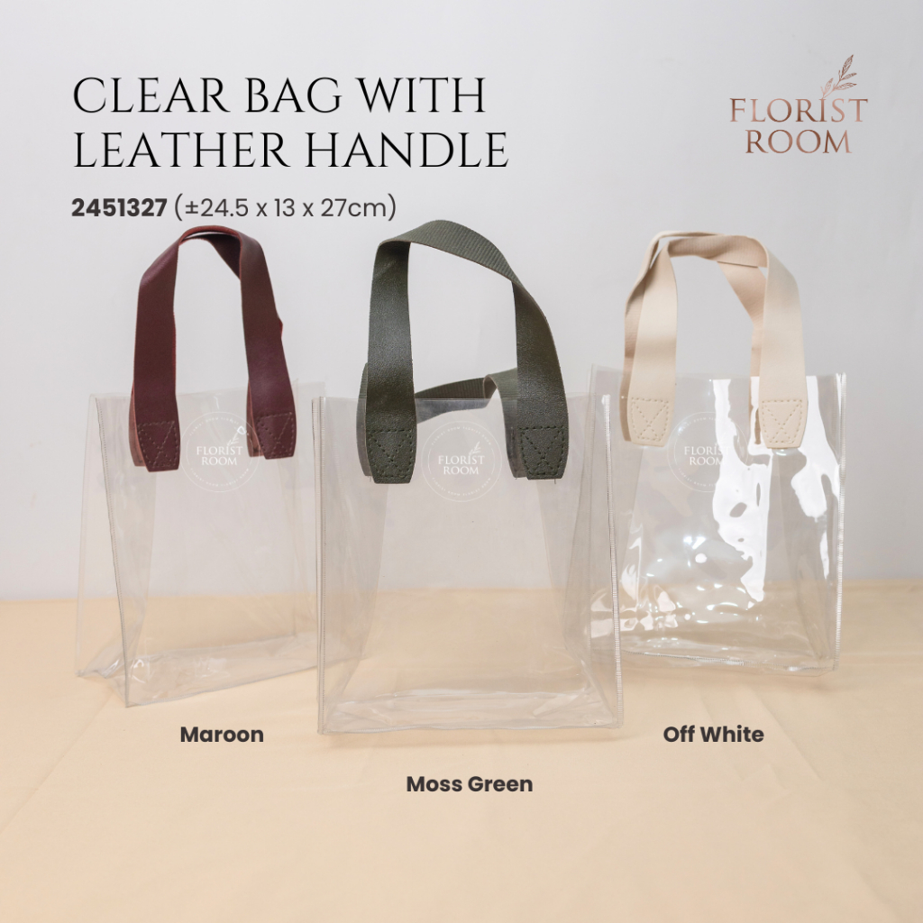 

HANYA TAS - Clear Bag with Leather Handle Kode = 2451327 - Goodie Bag Hamper - Reusable Bag