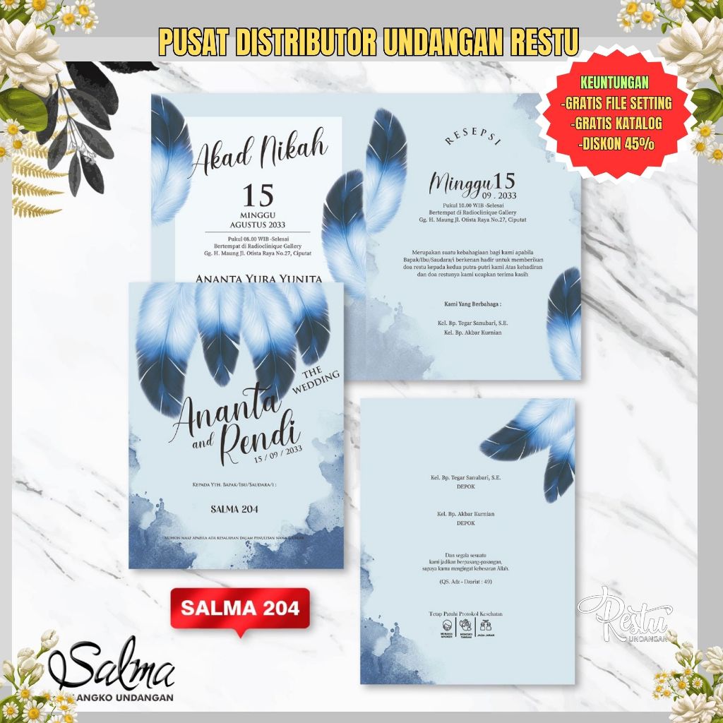 Blangko Undangan Salma 204 | Blangko Undangan Murah | Blangko Undangan| Blangko Kosong| Harga Pabrik