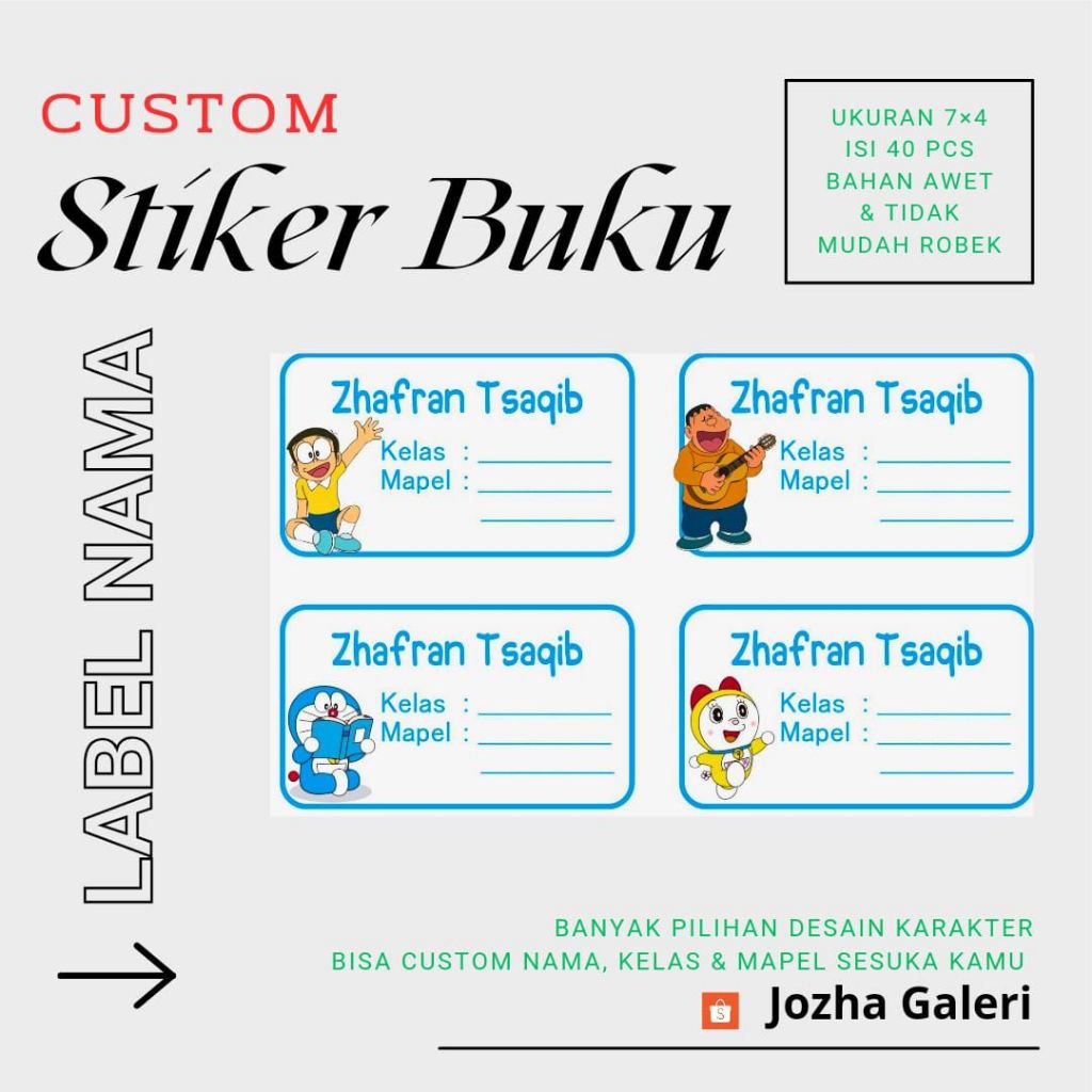 

SETIKER BUKU PELAJARAN CUSTOM / SETIKER MAPEL / SETIKER NAMA / LABEL NAMA