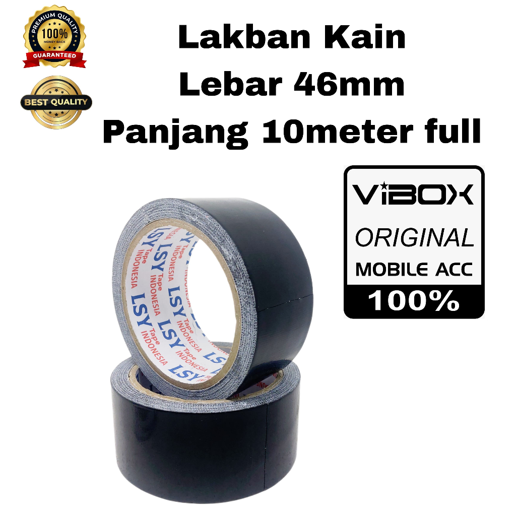 Lsy Lakban Kain Hitam 46mm x 10meter Besar Kualitas Sm Joyko Cloth Tape Solasi Kain Jilid Tugas Seko