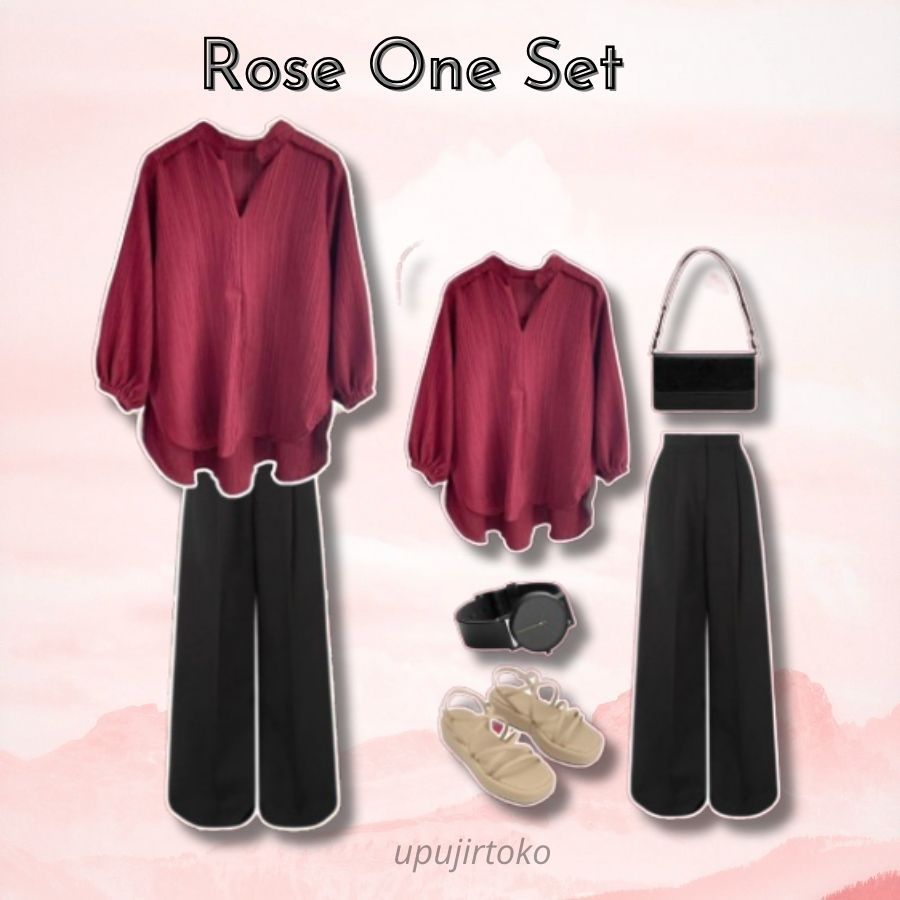 Rose One Set - Outfit Cewek Hangout | Kondangan | Kuliah One Set Korean Style | One Set Wanita Kekin