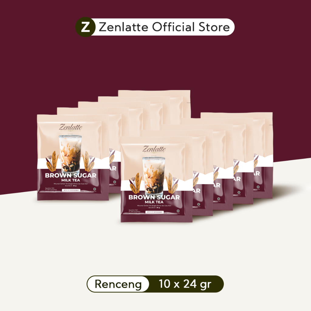 

Zenlatte Brown Sugar Milk Tea- Renceng/Pouch | Brown Sugar Milk Tea Powder | Bubuk Brown Sugar Milk