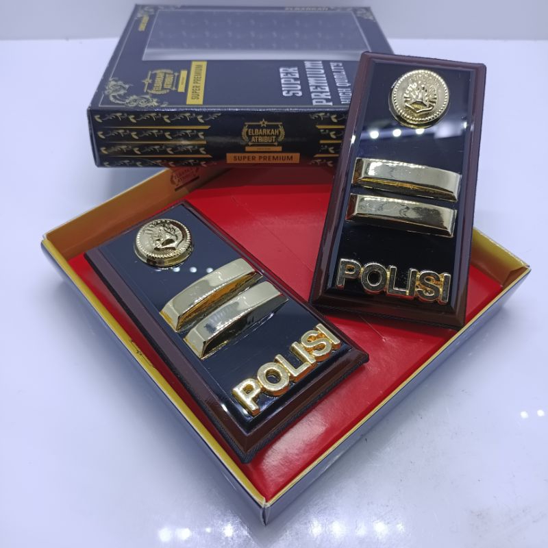 PANGKAT PDH POLRI IPTU FULL AKRILIK HITAM LIS COKLAT GLOSY/PANGKAT PDH POLISI IPTU /PANGKAT PDH POLI