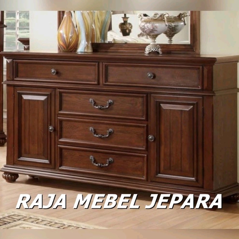 bufet minimalis klasik kayu jati asli, furniture jepara