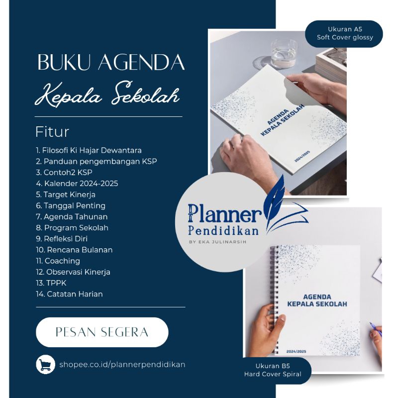 

Buku Agenda Kepala Sekolah (Ukuran A5, Soft Cover Glossy)