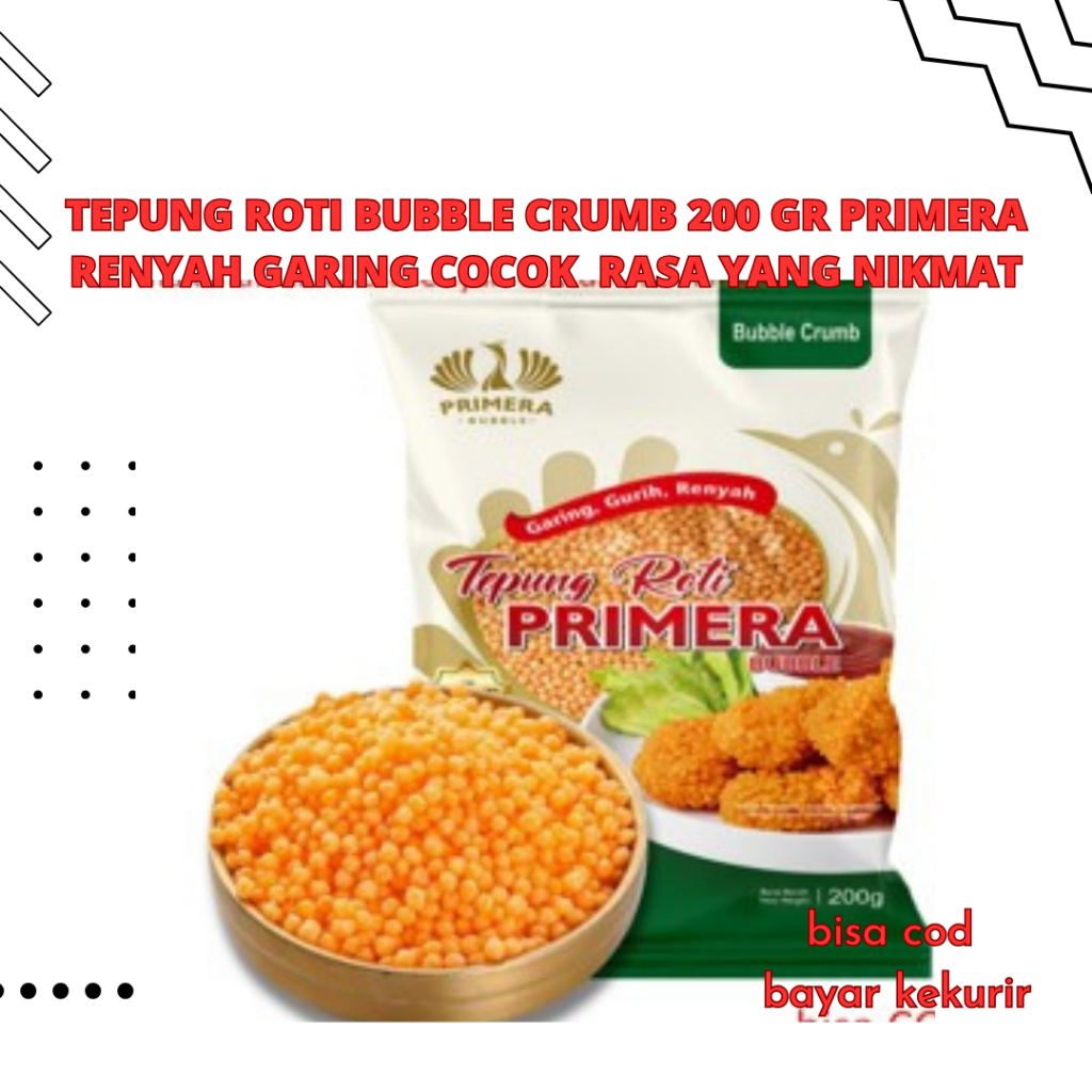 

Tepung Roti Bubble crumb 200 gr primera Renyah garing cocok Rasa yang Nikmat