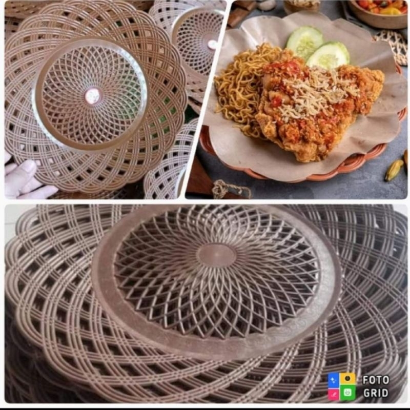 1 Lusin Piring Rotan Plastik