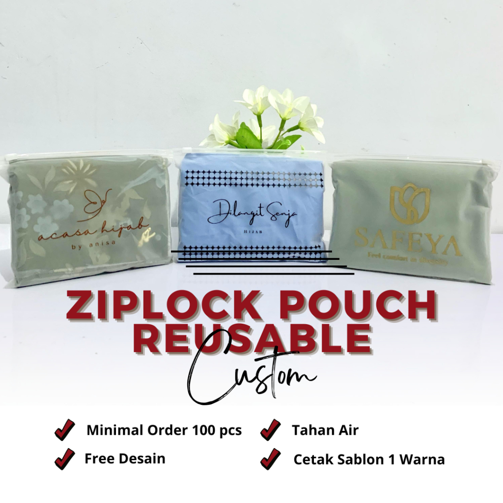 Pouch Hijab/Ziplock Custom Logo/Zipper Bag/Pouch Custom Logo