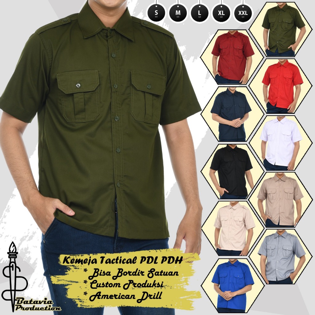 Baju Kemeja Tactical PDL PDH Lengan Pendek Workshirt Terbaru Pria Wanita - American Drill Premium - 