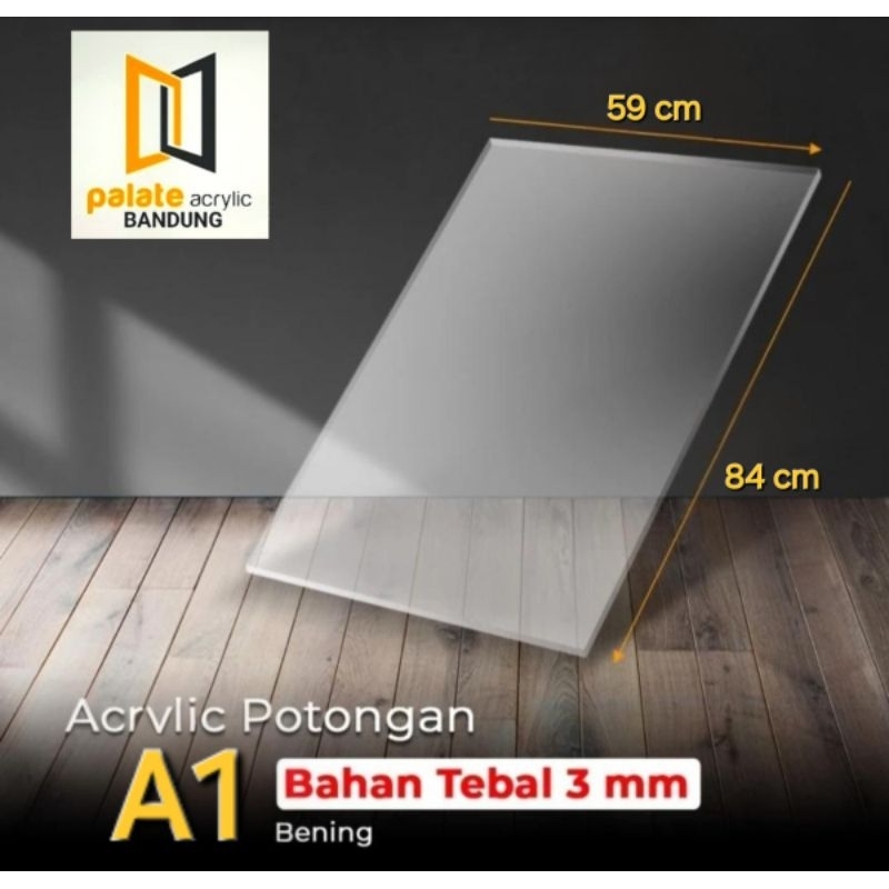

Acrylic Potongan A1/ Akrilik lembaran ukuran A1 bening tebal 3mm
