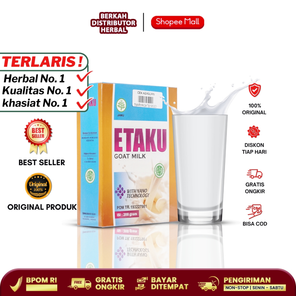 

Etaku Goat Milk 100% Asli Susu Kambing Murni Isi 200 Gram (Bergaransi Resmi) Halal MUI