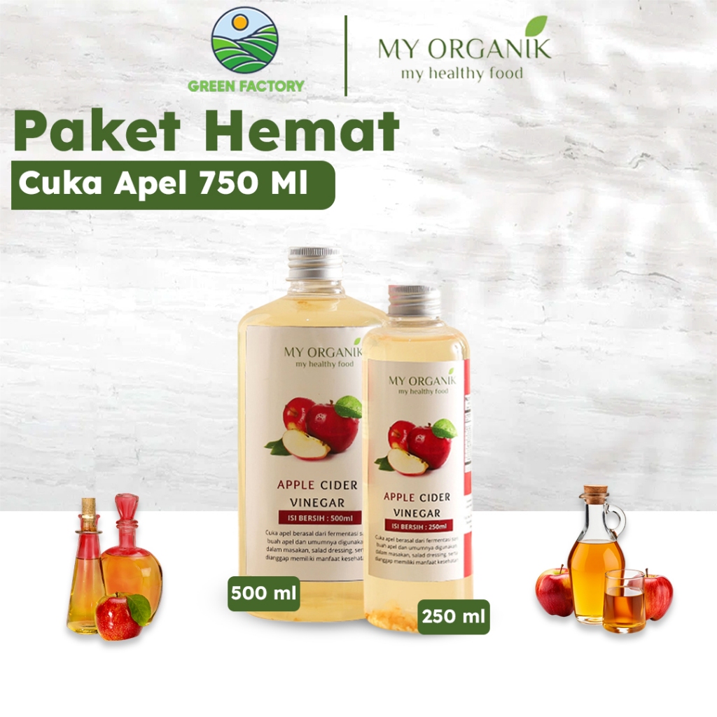 

My Organik Paket HEMAT Cuka apel 750gr Fresh Diet Detoks Alami Apple Cider Vinegar With Mother