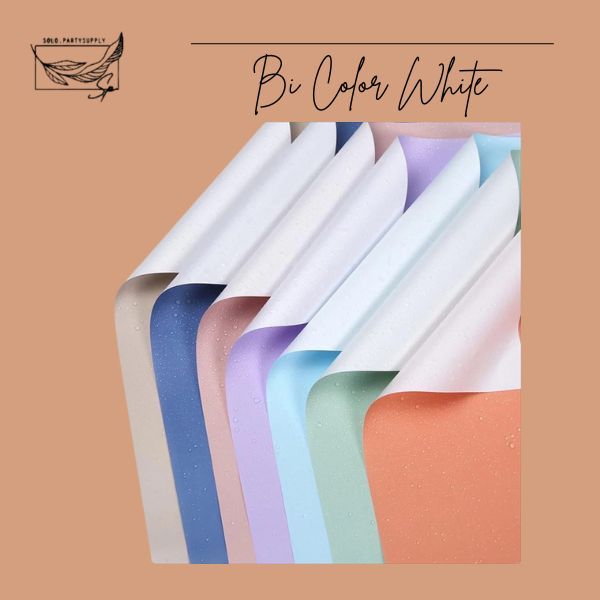 

(SW) TERLARIS WHITE BI COLOR FLOWER WRAPPING CELLOPHANE 2 TONE DUA WARNA KERTAS BUKET BUNGA DEKORASI