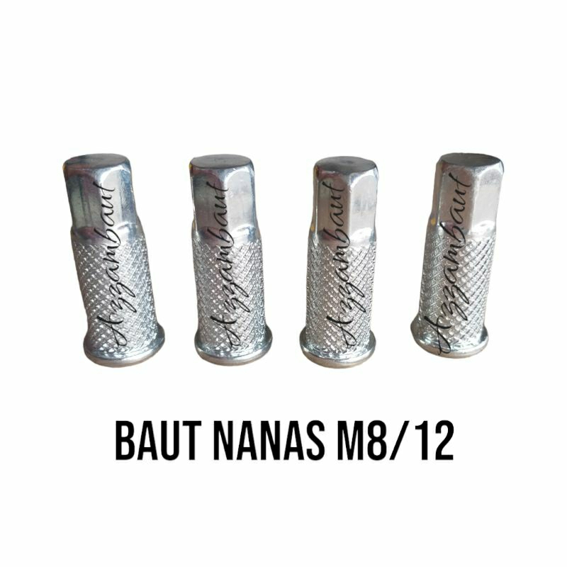 Mur nanas baut baut nanas m8 /12 tinggi paket isi 4pc