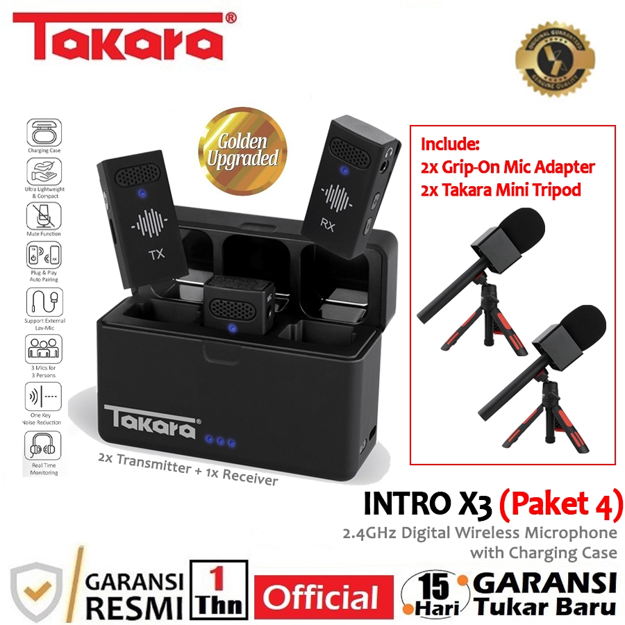 Takara INTRO X3 2.4GHz Digital Wireless Mic Microphone with Charging Case