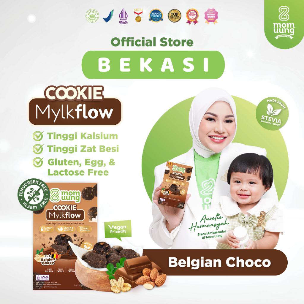 

MOM UUNG COOKIE MYLKFLOW RICH BELGIAN CHOCOLATE NEW FORMULA / COOKIE SEHAT / VEGAN FRIENDLY / MOM UUNG BEKASI