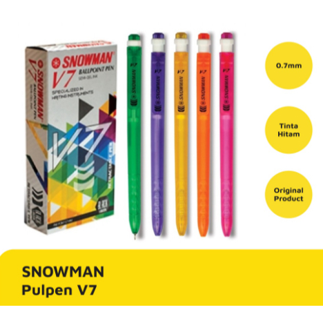 

(Pak/12PCS) SNOWMAN - Bolpen Pulpen Pen V7 0.7mm