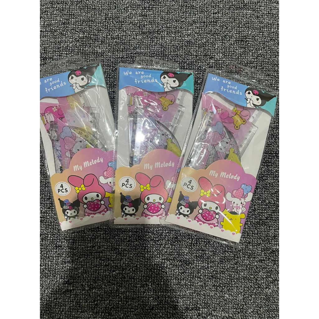 

Pengaris Set 15cm/Ruler Pengaris Karakter Kuromi Lucu 4in1 Cute