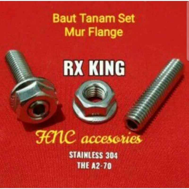 BAUT TANAM KNALPOT RX KING SET MUR FLANGE STAINLESS ASLI