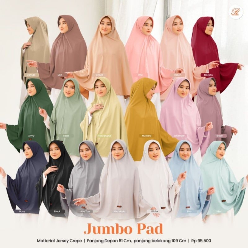 Jilbab bergo Rivantie jumbo pet / bahan jersey crepe premium