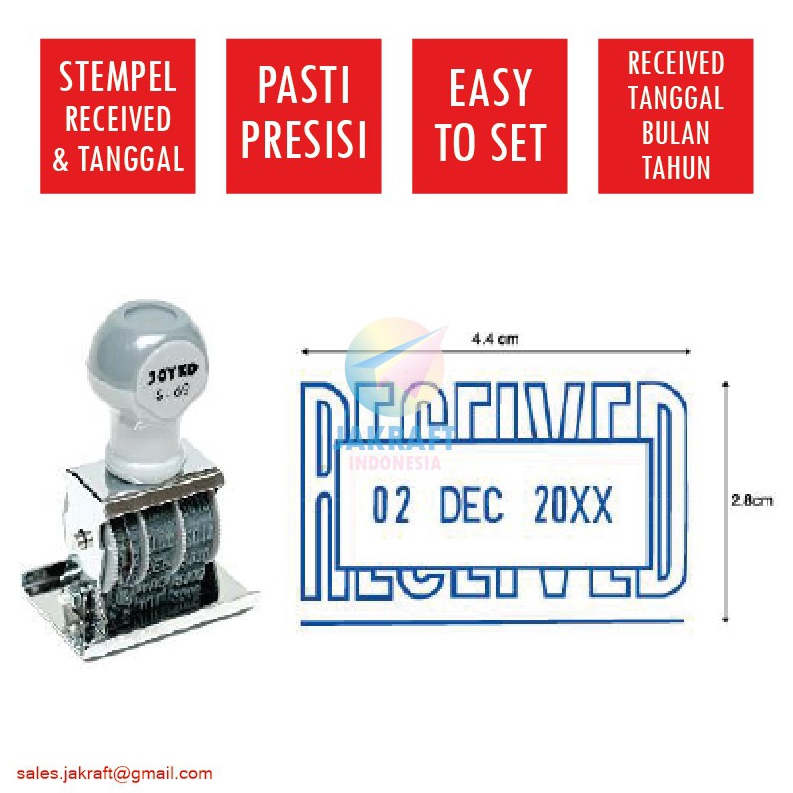 

RAIH DISKON 1 Pcs Cap Stempel RECEIVED JOYKO Date Stamp S69 Faktur Surat Jalan Gudang Tanda Terima