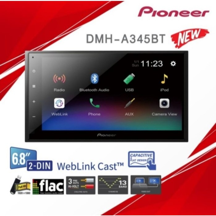 Pioneer DMH-A345BT Head Unit Double Din DMH A345 BT Tape Audio Mobil Jazz / BRV / CRV / HRV / FREED 