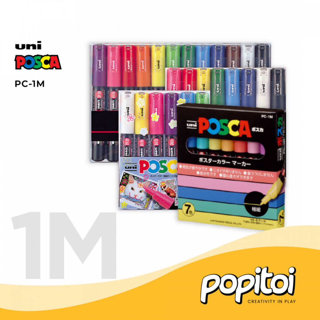 

UNI Posca PC-1M Acrylic Marker SET 6 7 8 12 Colors Extra Fine Tip Spidol Warna Warni
