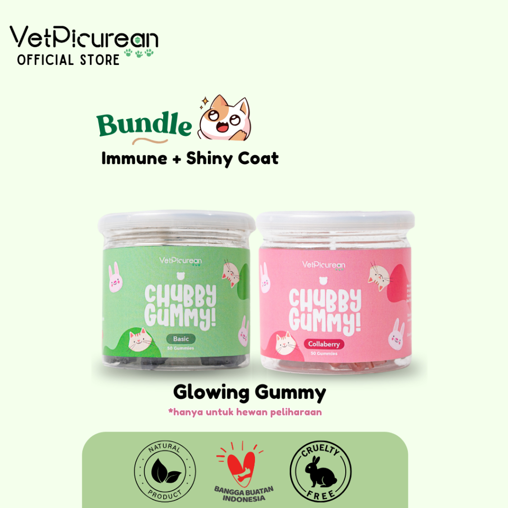 Vetpicurean Chubby Gummy PAKET Glowing Gummy Kit Vitamin Kucing Anjing Chubby Gummy Collaberry & Chu