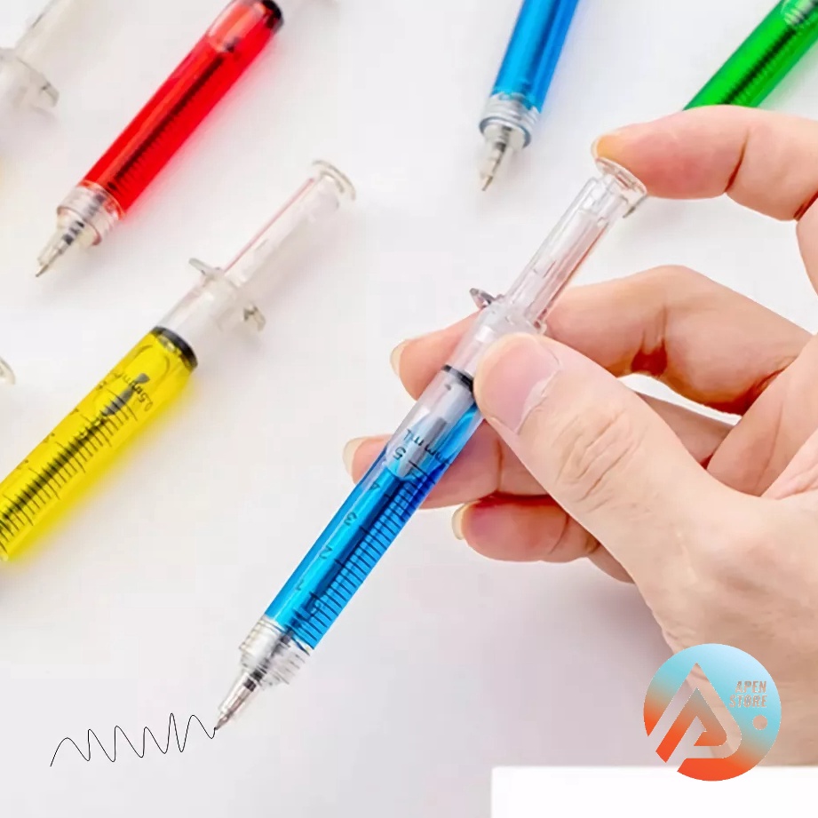 

ORIGINAL APEN Pulpen Model Jarum Suntik Lucu Souvenir Aesthetic Fancy Pena Unik Alat Tulis Anak Sekolah