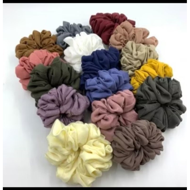 12 pcs ikat rambut scrancie kunciran elastis kain tali rambut scrancie multiwarna besar