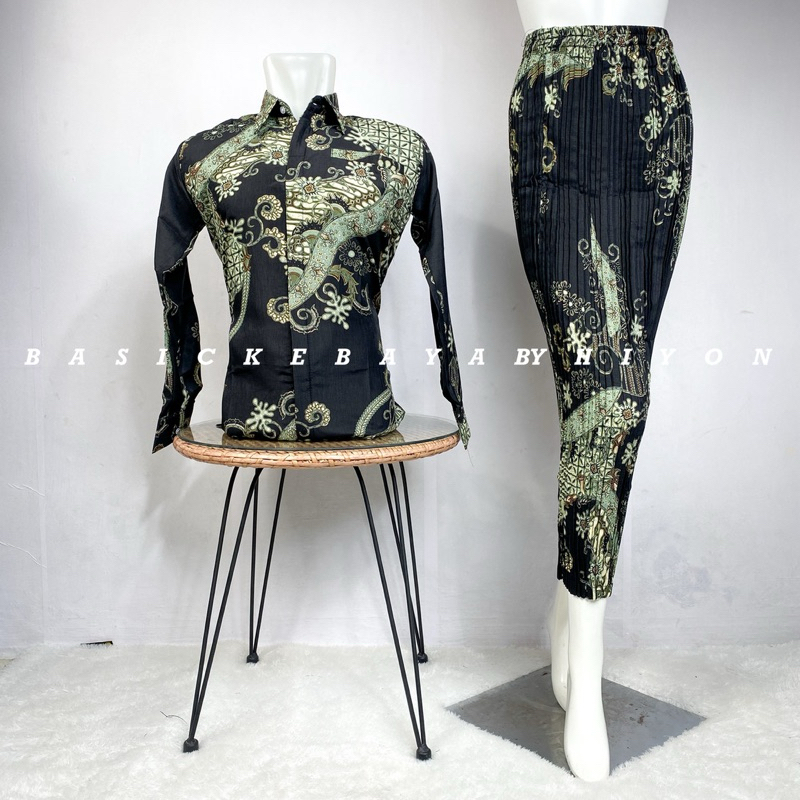 Saudah Kebaya - Kemeja Batik Couple Pasangan Rok Plisket Baju Kondangan Wisuda Lamaran