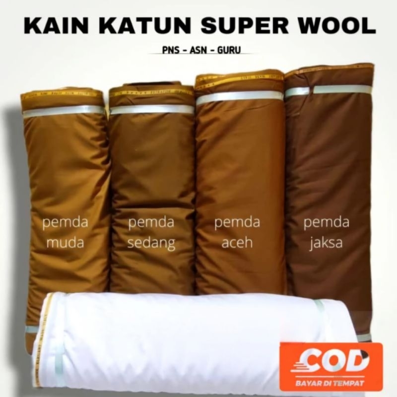 Kain pdh khaki pns bahan seragam pemda semiwool premium adem