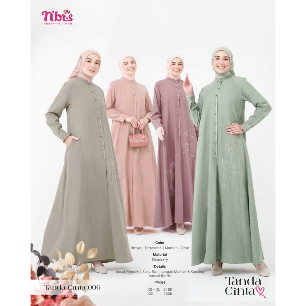 GAMIS DEWASA POLOS BORDIRAN BY NIBRAS//GAMIS DEWASA NIBRAS TANDA CINTA 006//GAMIS BAHAN KATUN
