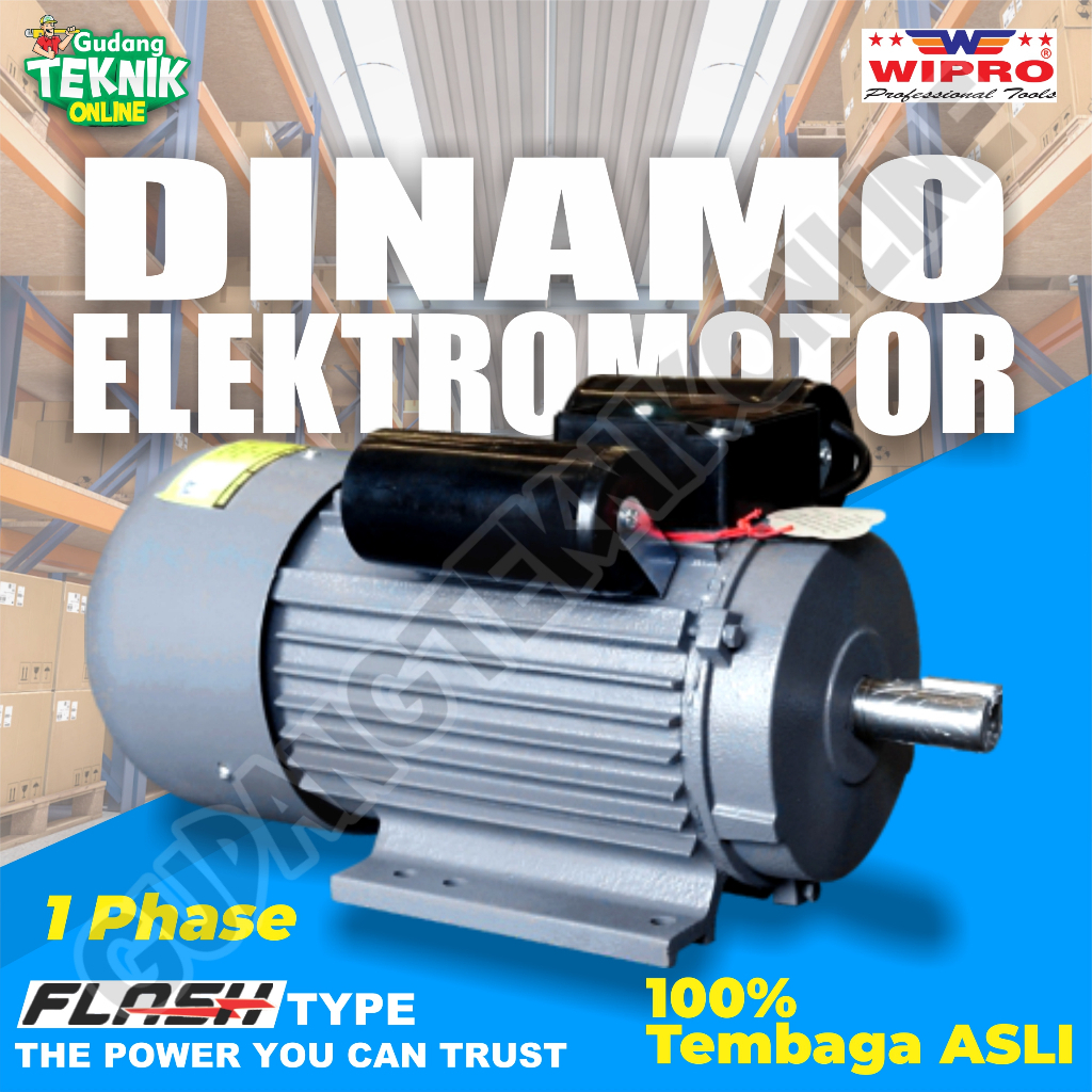 Dinamo Motor Penggerak 3/4Hp 2P 1P 2850Rpm WIPRO - Dinamo Elektro Motor WIPRO 3/4Hp 4P 1 Phase 1400R