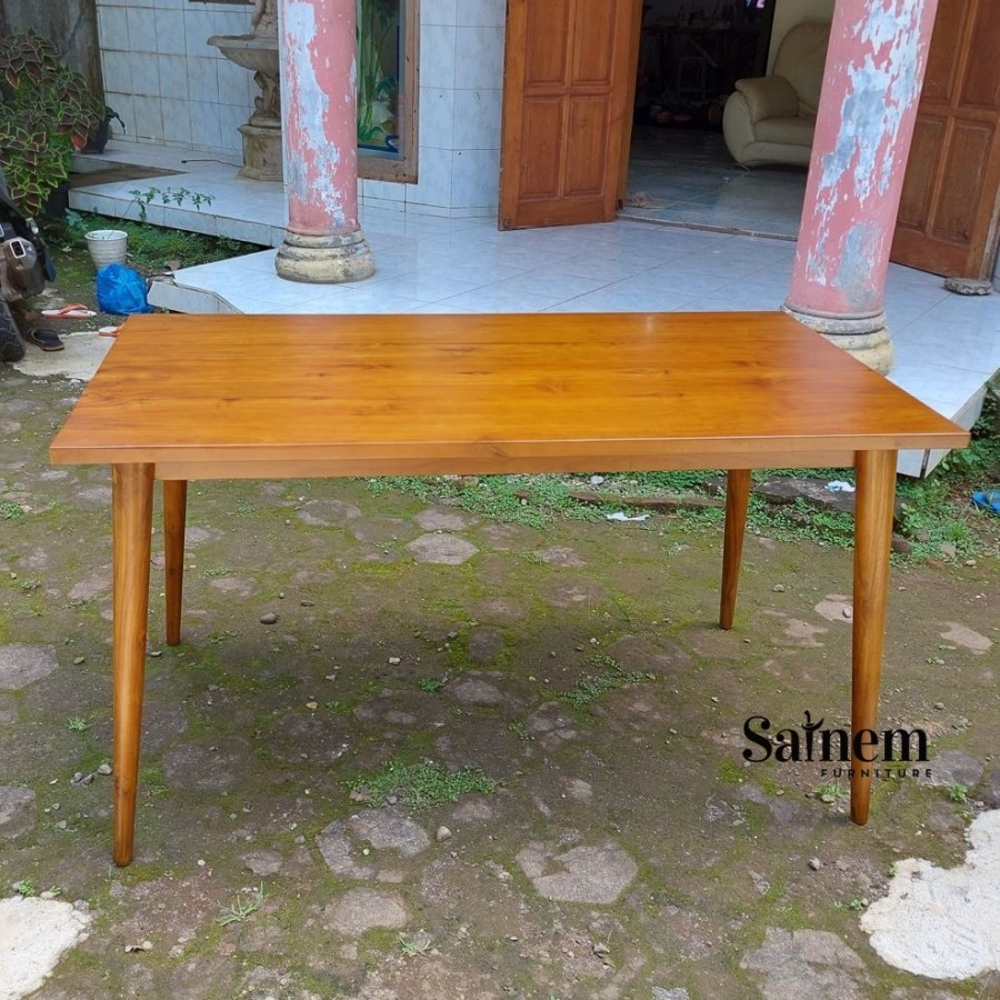 Meja Makan Kayu Jati Minimalis, Meja Cafe Minimalis Kayu Jati Custom - 100x80