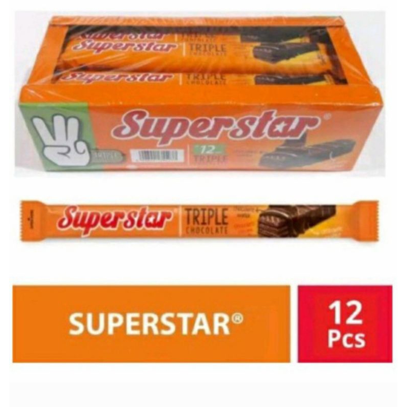 

Superstar Wafer Triple Coklat Box isi 12 Pcs 16 Gram