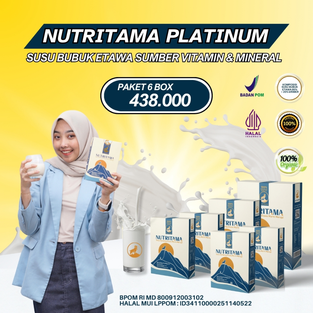 

Nutritama Platinum 6 BOX - Susu Etawa Untuk Terapi Tulang & Sendi - 3 Varian Rasa