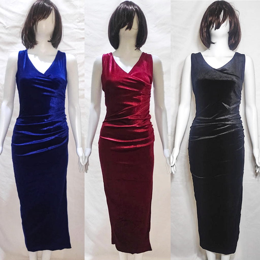 922 Velvet Dress  Maxy Sexy Gaun Panjang Wanita Party Kondang -Baju Seragam LC Karaoke Bodycon Style