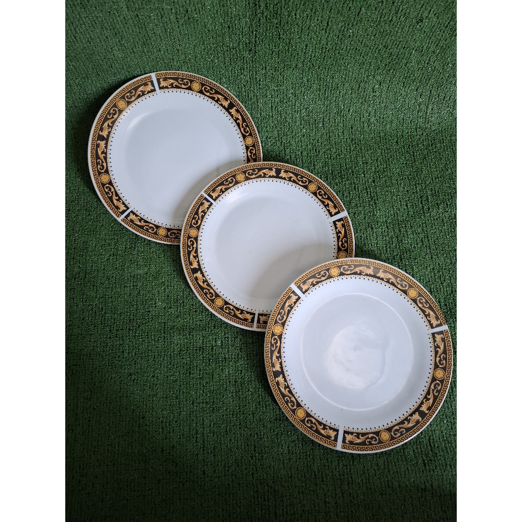 Piring keramik makan ceper motif 10 inch motif batik