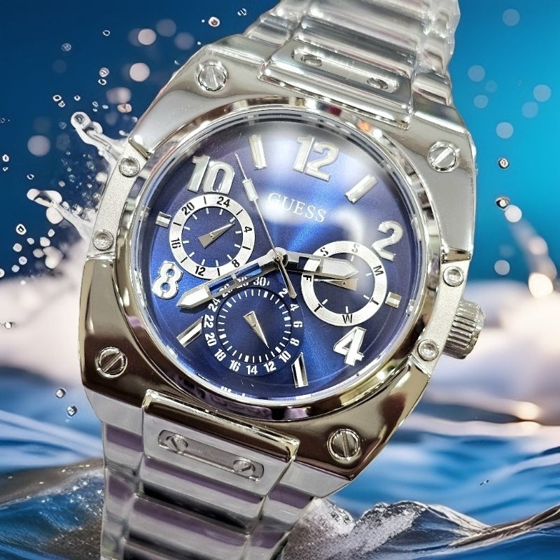 Guess Phoenix Prodigy GW0624G2 Original Silver Blue Dial, Jam Tangan Pria Original