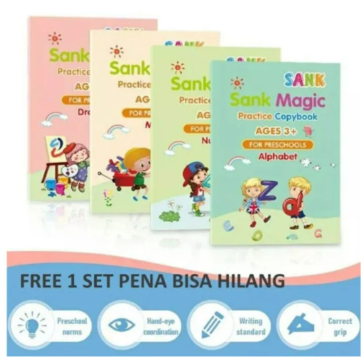 

Sank Magic Book 1 Set Dapat 4 Buku + 1 Pulpen | Buku Pintar Belajar Menulis Membaca Latihan