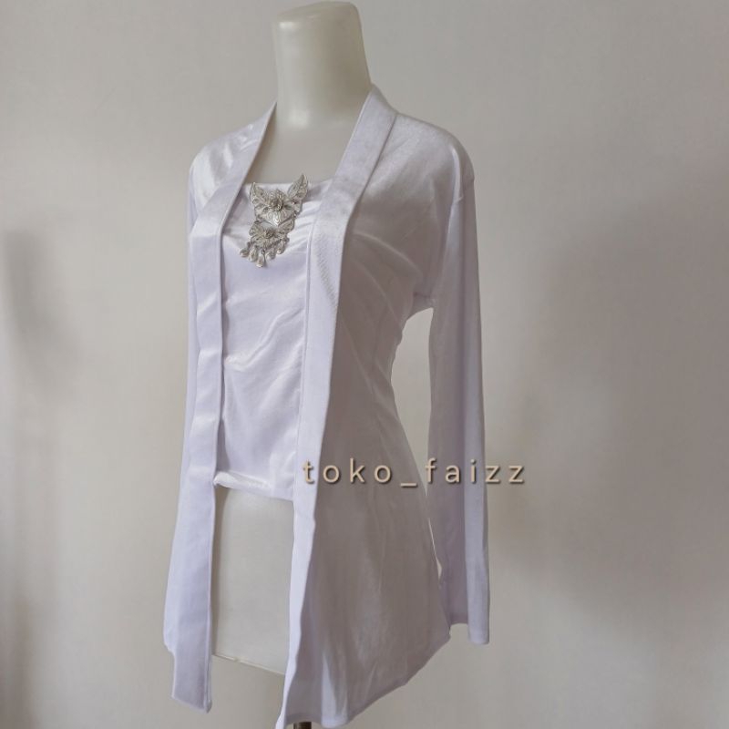 Kebaya Kutubaru Bludru Putih / Kebaya Nasional / Kebaya Kartini / Kebaya Wisuda