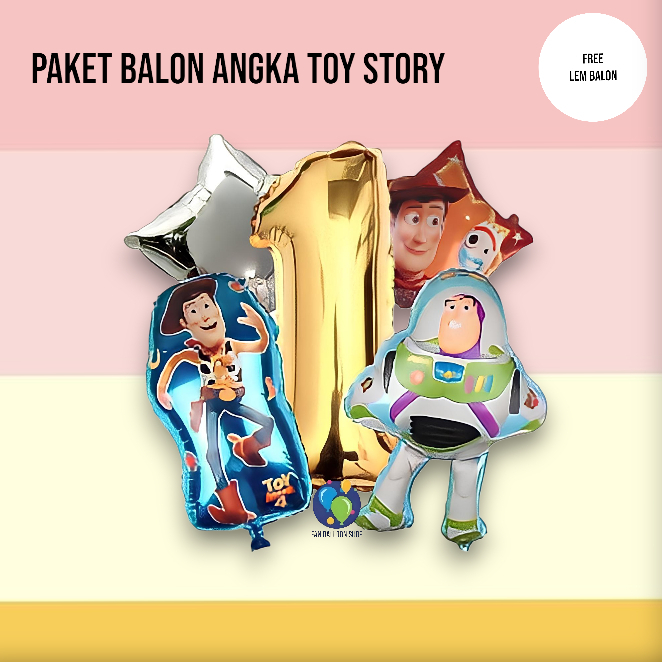 Paket Balon Toy Story Jumbo Angka / Set Dekorasi Ulang Tahun Anak