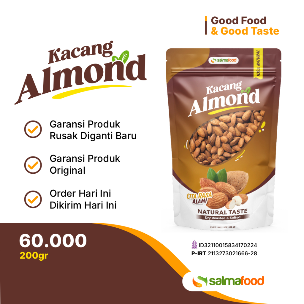 

Kacang Almond Salmafood Roasted Panggang