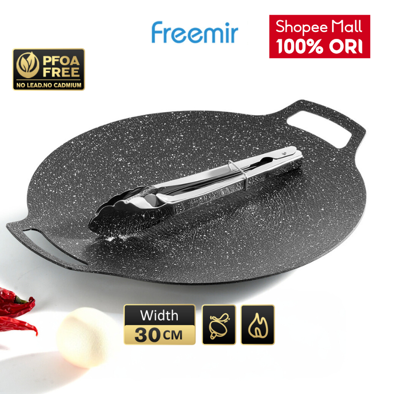 [OFFICIAL MALL] freemir Grill Pan 30 CM Wajan Pemanggang Bulat Panggangan BBQ Anti Lengket