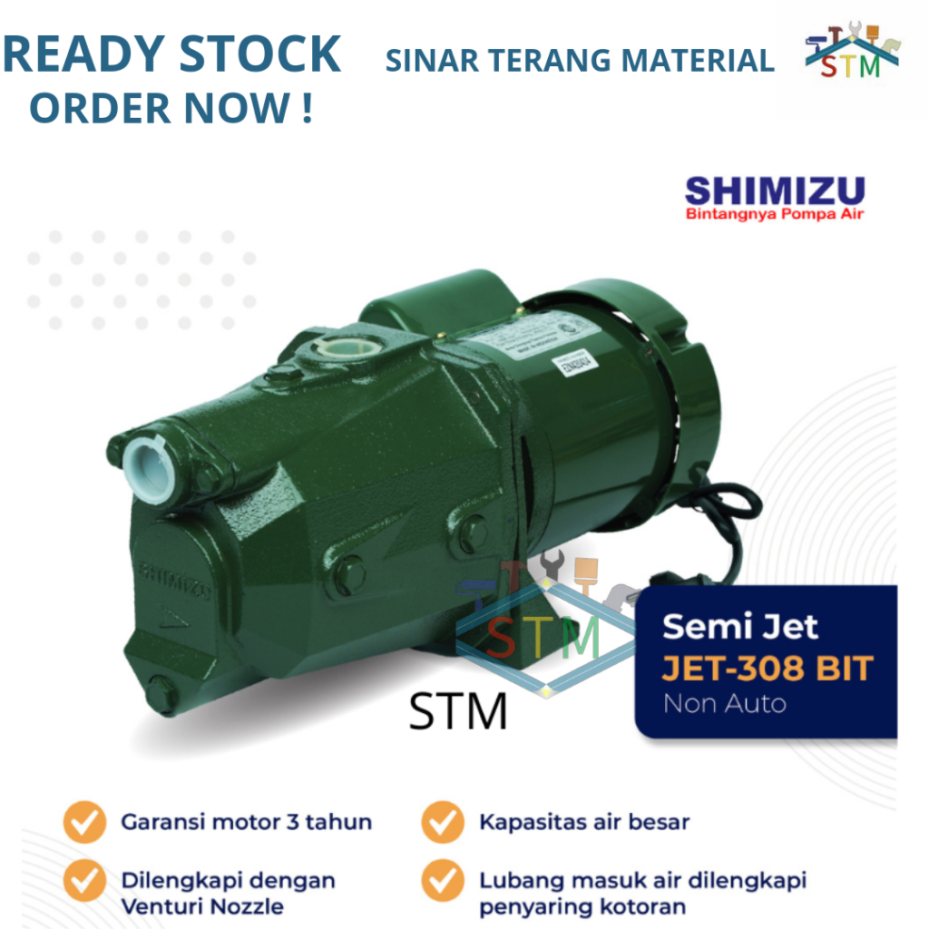 Pompa Air Shimizu JET-308 BIT Non Otomatis / Pompa Air Semi Jet Shimizu