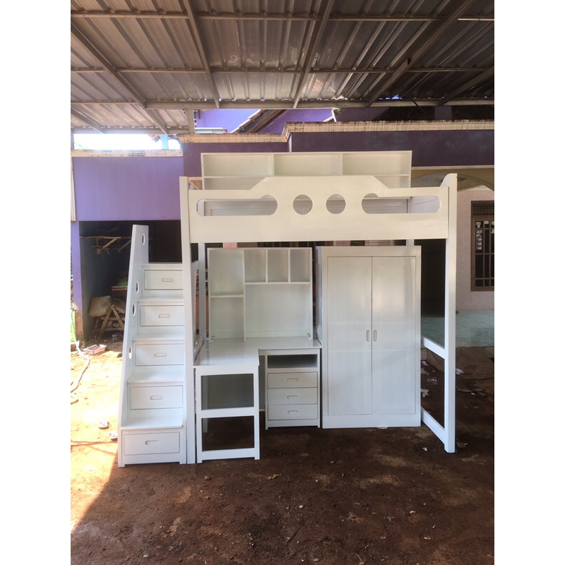 Tempat Tidur Tingkat Set Kamar Tidur Tempat Tidur Tingkat Meja Belajar Dan Lemari Baju