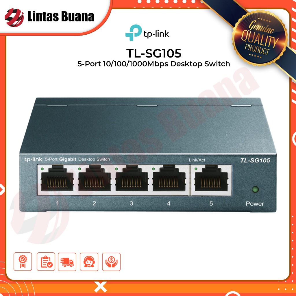 TP-Link TL-SG105 5 Port Gigabit Desktop Switch Steel Case - Tplink SG 105