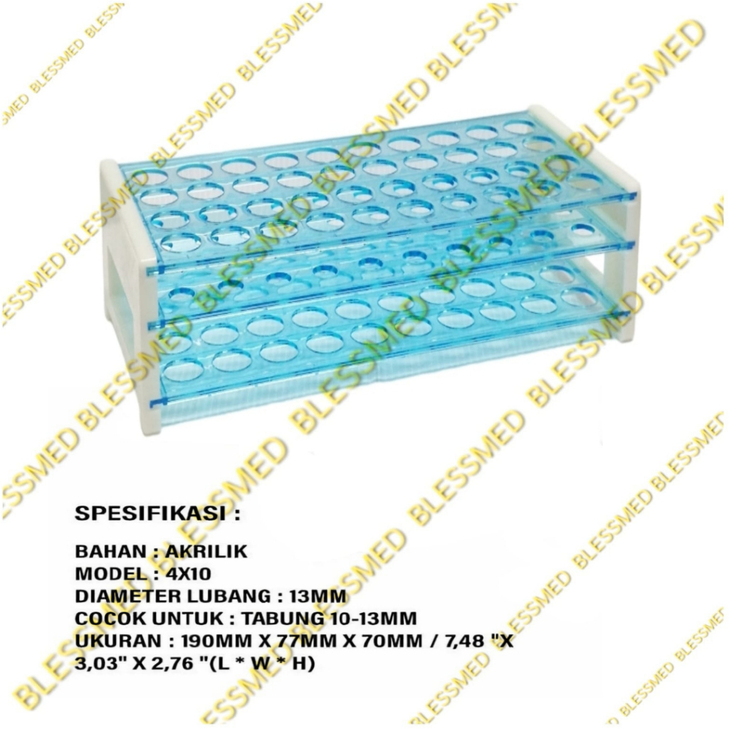 Rak Test Tube/Tabung Reaksi Acrylic 13mm (40 Lubang) Import