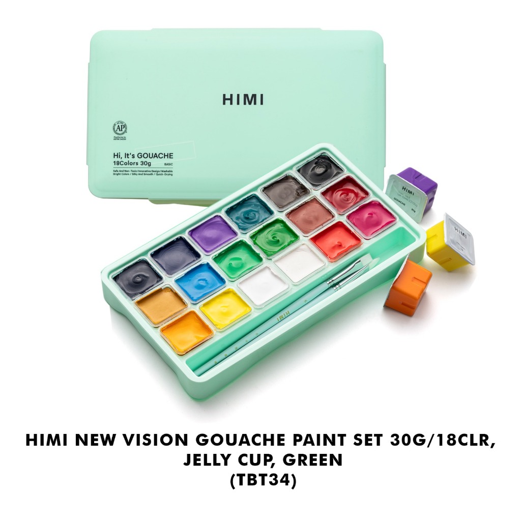 

MIYA HIMI Gouache Paint Set 30 G Isi 18 Colors Jelly Cup New Vision - Cat Lukis Gouache 30 gr x 18 Warna Mewarnai Menggambar Anak Dewasa